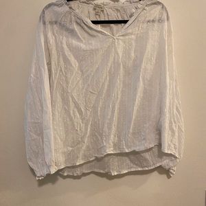 J Crew white peasant blouse sz L